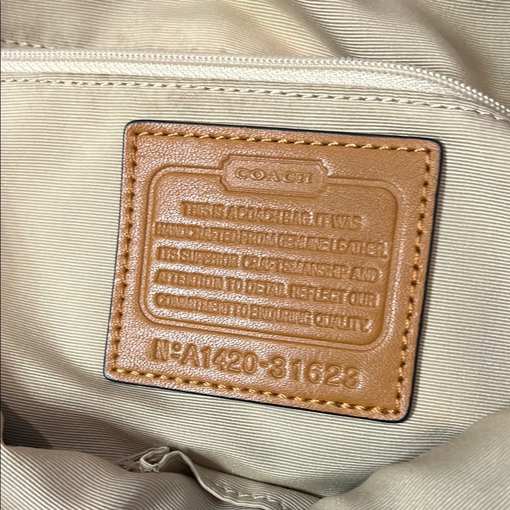 Coach Tan Pebbled Leather Shoulder Bag with Gold Hardware - Picture 7 of 9